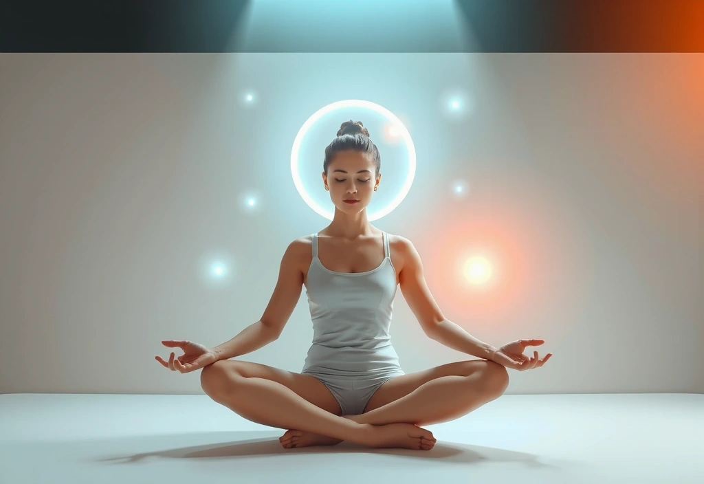 A person meditating with a gentle glow, symbolizing inner peace and harmony.