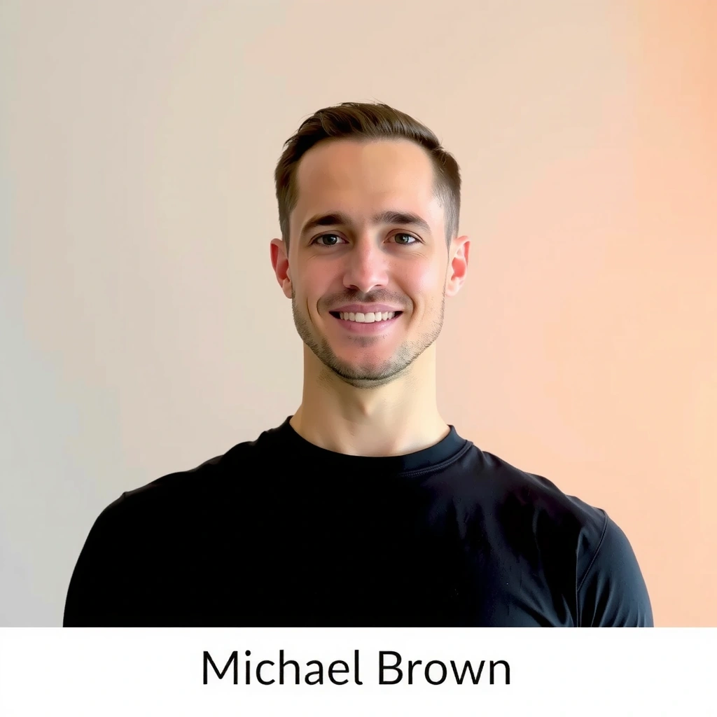 Instructor Michael Brown in a strong warrior pose