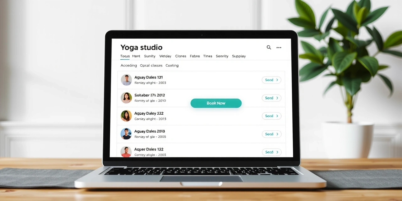 Online booking interface for yoga classes